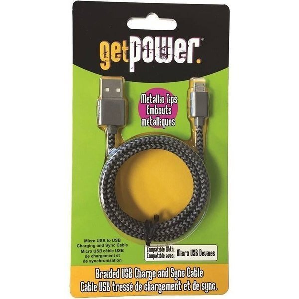 Cable Usb Braided Micro, Getpower, Mfr#: GP-USB-BRM